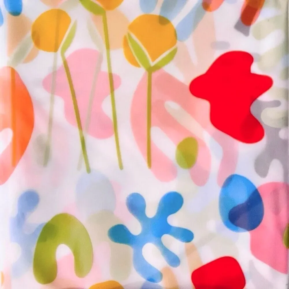 NWT Splash HOME Peva DEAUVILLE White, Blue, Green, Yellow & Black Shower Curtain